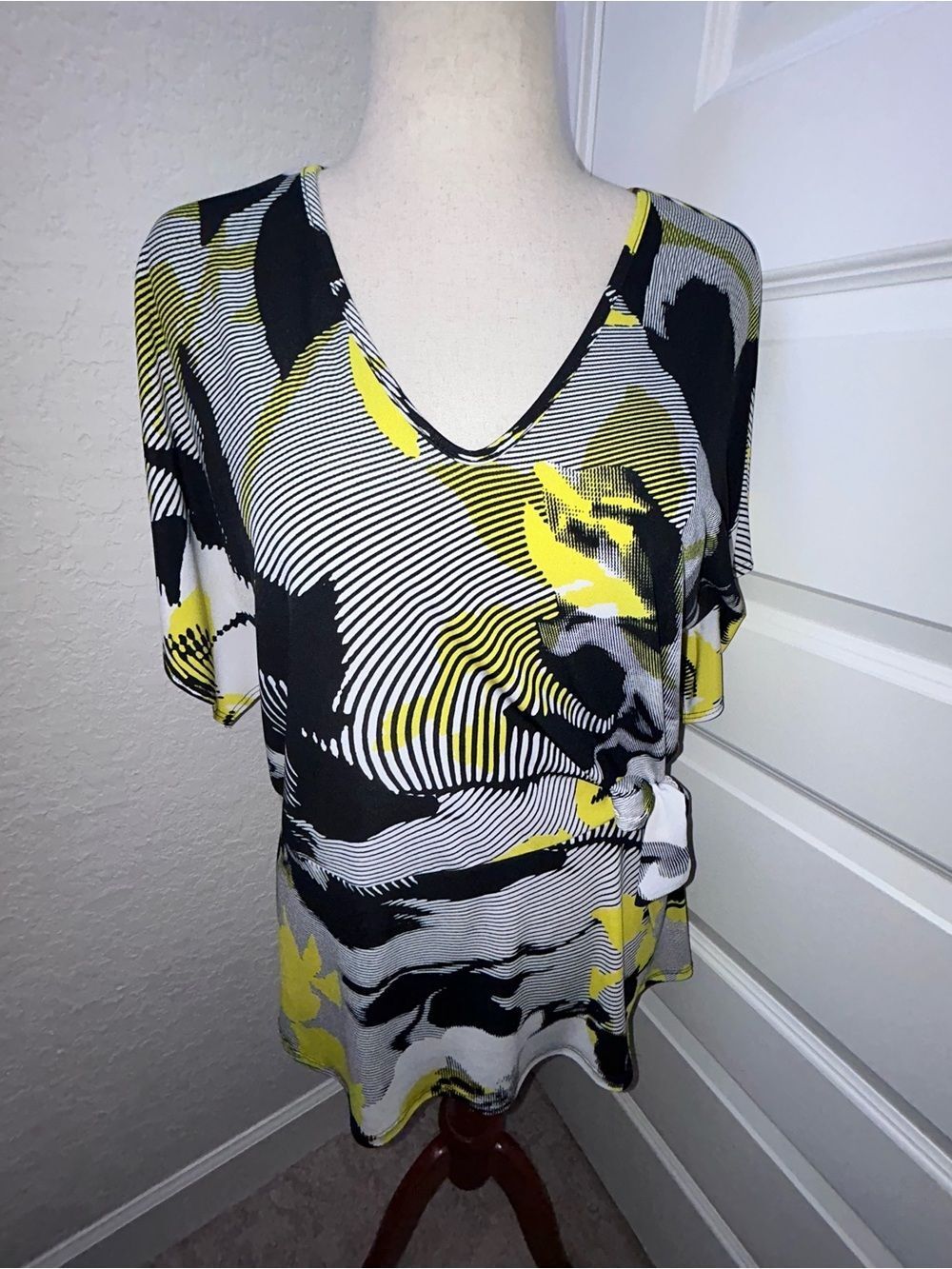 CLARA SUNWOO Short Sleeve Tie Side Blouse Shirt Top